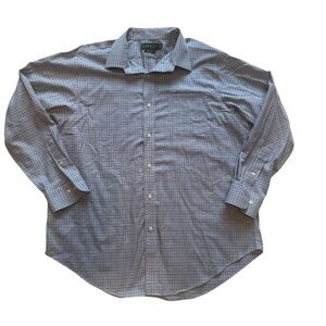Lauren Ralph Lauren Men’s 17.5 35 Dress Shirt Blue Plaid Non Iron Cotton
